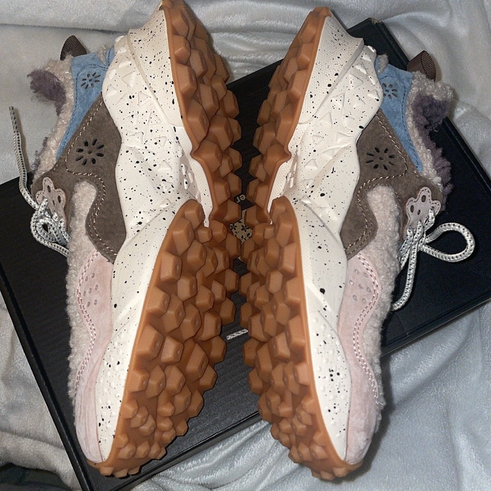Flower Mountain KOTETSU Shearling and Suede Sneakers in Dove  grey-Beige - Picture 13 of 16